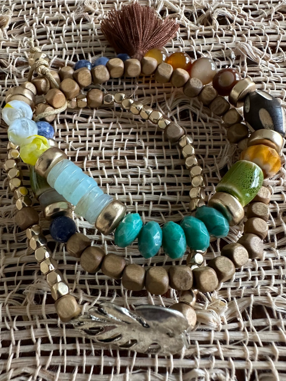 J Jill Tropical Beaded Bracelets Set Of 3 EUC